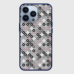 Чехол iPhone 13 Pro Цветочный серо-розовый узор ретро