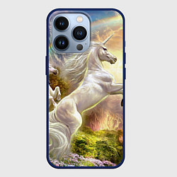 Чехол для iPhone 13 Pro Радужный единорог, цвет: 3D-тёмно-синий
