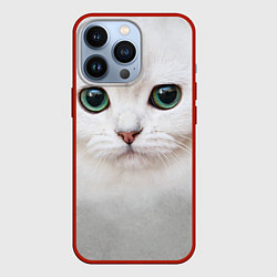 Чехол для iPhone 13 Pro Белый котик, цвет: 3D-красный