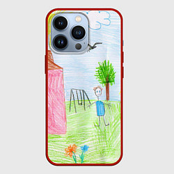Чехол для iPhone 13 Pro Детские рисунки, цвет: 3D-красный