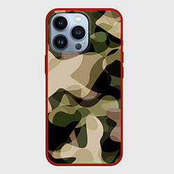 Чехол для iPhone 13 Pro Камуфляж, цвет: 3D-красный