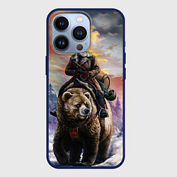 Чехол для iPhone 13 Pro Красноармеец на медведе, цвет: 3D-тёмно-синий