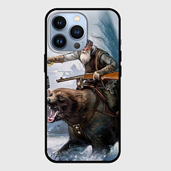 Чехол iPhone 13 Pro Русский воин на медведе