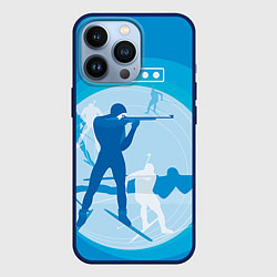 Чехол для iPhone 13 Pro Биатлон, цвет: 3D-тёмно-синий