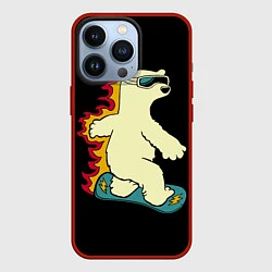 Чехол для iPhone 13 Pro Мишка на борде, цвет: 3D-красный