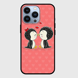 Чехол для iPhone 13 Pro Влюбленные пингвины, цвет: 3D-черный