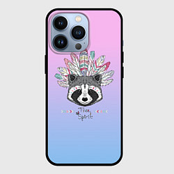 Чехол для iPhone 13 Pro Raccoon: Free Spirit, цвет: 3D-черный