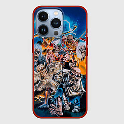 Чехол для iPhone 13 Pro Iron Maiden: Skeletons, цвет: 3D-красный