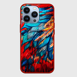 Чехол для iPhone 13 Pro Перья, цвет: 3D-красный