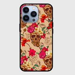 Чехол iPhone 13 Pro Черепа в цветах