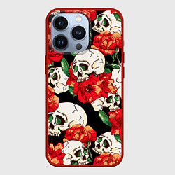 Чехол iPhone 13 Pro Черепки и розы