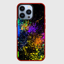 Чехол для iPhone 13 Pro Брызги красок, цвет: 3D-красный