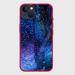 Чехол для iPhone 14 Plus Синяя чешуйчатая абстракция blue cosmos, цвет: 3D-малиновый