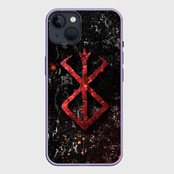 Чехол для iPhone 14 Plus BERSERK LOGO GRUNGE RED, цвет: 3D-серый