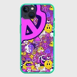 Чехол для iPhone 14 Plus Психоделика Существа Знаки, цвет: 3D-мятный