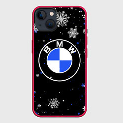 Чехол для iPhone 14 Plus НОВОГОДНИЙ БМВ НОВЫЙ ГОД BMW, цвет: 3D-малиновый