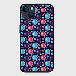 Чехол для iPhone 14 Plus Разноцветные яркие объемные шарики, цвет: 3D-черный