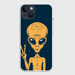 Чехол для iPhone 14 Plus Привет их космоса, цвет: 3D-белый