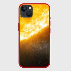Чехол для iPhone 14 Plus Солнце в космосе, цвет: 3D-красный