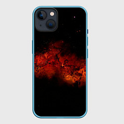 Чехол для iPhone 14 Plus Абстрактные взрывы в космосе и красные звёзды, цвет: 3D-голубой