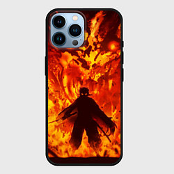 Чехол для iPhone 14 Pro Max Клинок, рассекающий демонов, цвет: 3D-черный