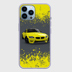 Чехол для iPhone 14 Pro Max БМВ ЖЕЛТЫЙ ПЕРФОРМАНС, цвет: 3D-светло-сиреневый
