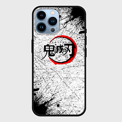 Чехол для iPhone 14 Pro Max Клинок рассекающий демонов гранж, цвет: 3D-черный