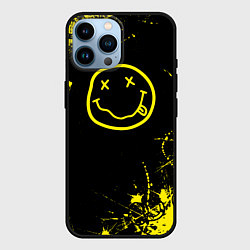 Чехол для iPhone 14 Pro Max Nirvana texture смайл, цвет: 3D-черный