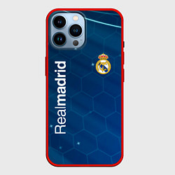 Чехол для iPhone 14 Pro Max Real madrid голубая абстракция, цвет: 3D-красный