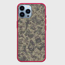 Чехол для iPhone 14 Pro Max Nirvana style, цвет: 3D-малиновый