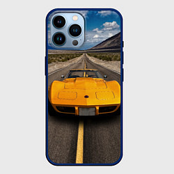 Чехол для iPhone 14 Pro Max Ретро маслкар Chevrolet Corvette Stingray, цвет: 3D-тёмно-синий