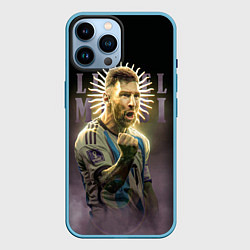 Чехол для iPhone 14 Pro Max Лионель Месси сборная Аргентины ЧМ 2022, цвет: 3D-голубой