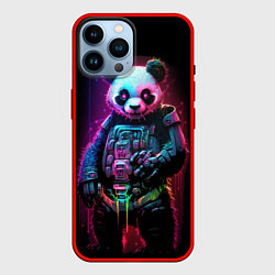 Чехол для iPhone 14 Pro Max Киберпанк панда во весь рост, цвет: 3D-красный
