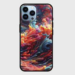 Чехол для iPhone 14 Pro Max Многоцветный дым, цвет: 3D-черный