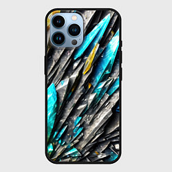 Чехол для iPhone 14 Pro Max Камень и драгоценные кристаллы, цвет: 3D-черный