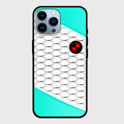 Чехол для iPhone 14 Pro Max BMW carbon steel, цвет: 3D-черный