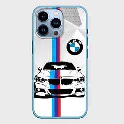 Чехол для iPhone 14 Pro BMW БМВ M PERFORMANCE, цвет: 3D-голубой