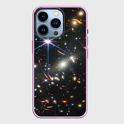Чехол для iPhone 14 Pro NASA: Скопление Галактик, цвет: 3D-сиреневый