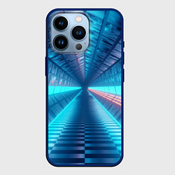 Чехол для iPhone 14 Pro Неоновый коридор лаборатории - Синий, цвет: 3D-тёмно-синий