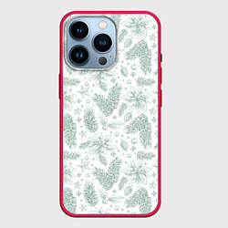 Чехол для iPhone 14 Pro Шишки и веточки - Новый год, цвет: 3D-малиновый