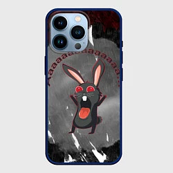 Чехол для iPhone 14 Pro Черный кролик вопит как сумасшедший, цвет: 3D-тёмно-синий
