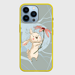Чехол для iPhone 14 Pro Нежный зайка, цвет: 3D-желтый