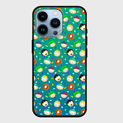 Чехол для iPhone 14 Pro Южный Парк - паттерн персонажи, цвет: 3D-черный