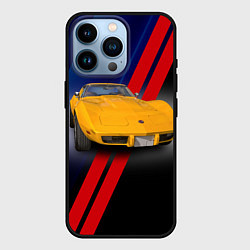 Чехол для iPhone 14 Pro Классический спорткар Chevrolet Corvette Stingray, цвет: 3D-черный