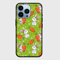 Чехол для iPhone 14 Pro Летние зайчики, цвет: 3D-черный