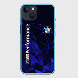 Чехол для iPhone 14 BMW, цвет: 3D-голубой