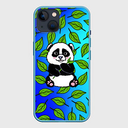 Чехол для iPhone 14 Панда, цвет: 3D-голубой