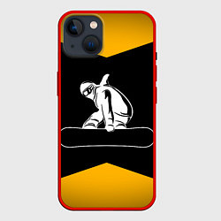 Чехол для iPhone 14 Сноубордист, цвет: 3D-красный