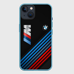 Чехол для iPhone 14 BMW STRIPE, цвет: 3D-голубой