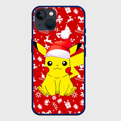 Чехол для iPhone 14 НОВОГОДНИЙ СВИТЕР С ПИКАЧУ, цвет: 3D-тёмно-синий